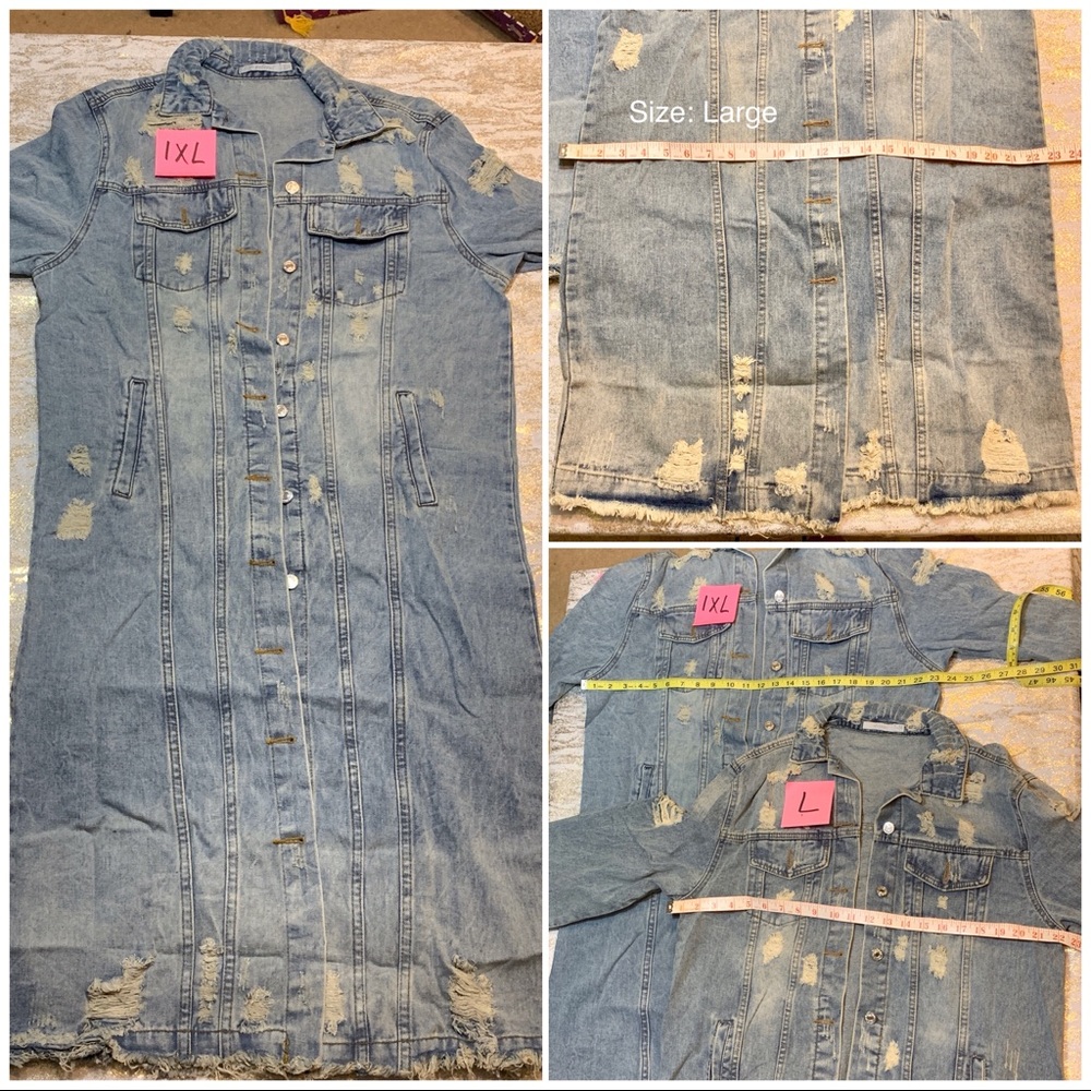 LAST ONE! Distressed Denim Trench Coat Plus Sizes Available! - Picture 7 of 8